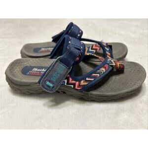 Skechers Women’s Sandals Size 6 Reggae Zig Sway Navy Outdoor Lifestyle 48228